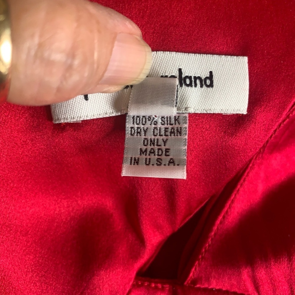 Pamella Roland Red 100% Silk One Shoulder Pleated Cocktail Dress Size 10 USA - Picture 4 of 6